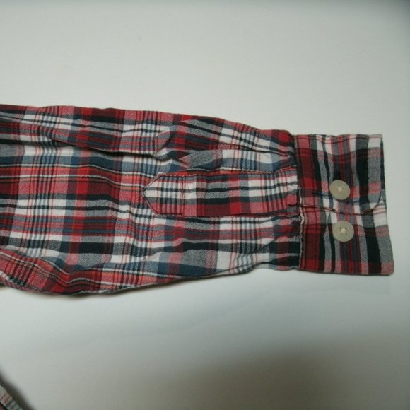 Oshkosh Boys Shirt Button Down Plaid Red Navy Long Sleeve Size 5 - Picture 10 of 10